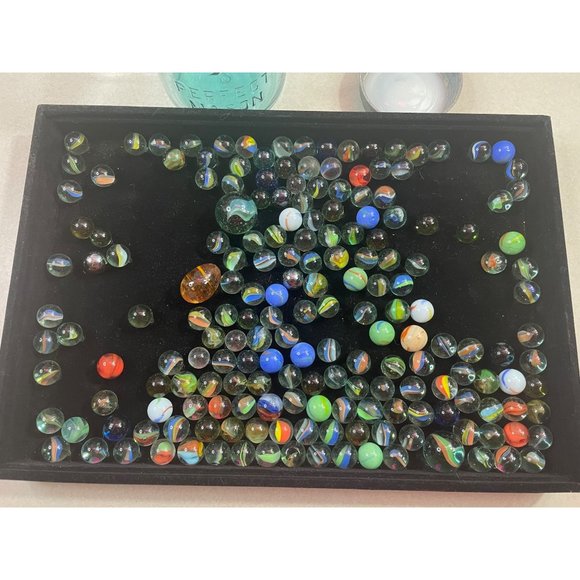 Vintage Ball Mason Jar Blue Full of Old Glass Marbles - Picture 4 of 7